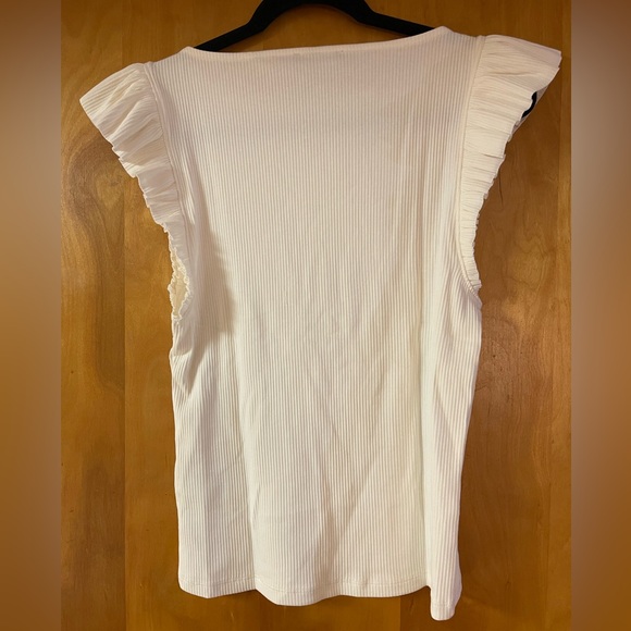 Ivory Ruffle Sleeve Ribbed Top - Picture 5 of 6